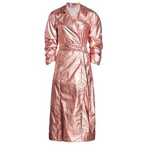 NWT Cinq A Sept Metallic Foil Pink Trench